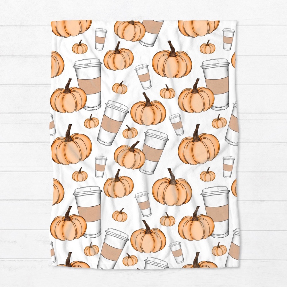 Blanket - Fall - Coffee and Pumpkin - NEW